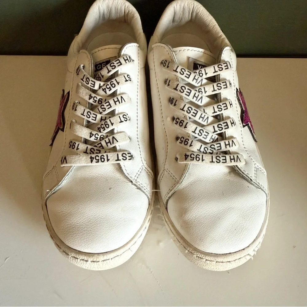 Vintage Havana Girls White Glitter Pink Star Sneakers | Size 1